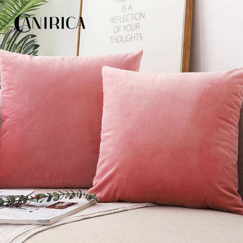 

CANIRICA Pink Pillow Velvet Cushion Cover 45x45cm Pillow Cover Home Decorative Funda Cojin For Living Room Nordic Home Decor New