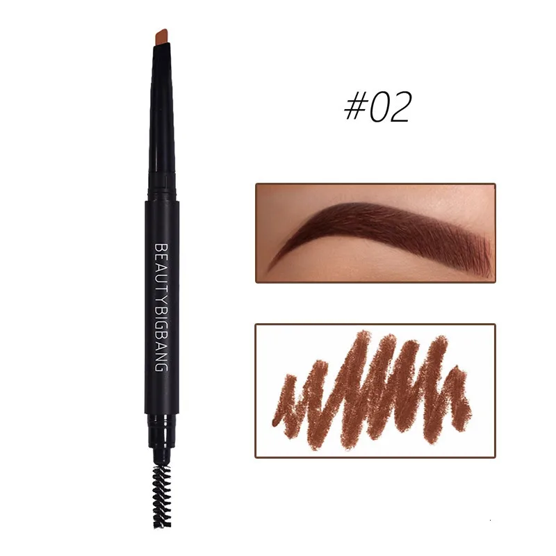 Beauty Big Bang карандаш для бровей, усилитель, натуральный, двухсторонний, черный, коричневый, серый цвет, водонепроницаемый карандаш для бровей, косметика, инструменты - Цвет: 02