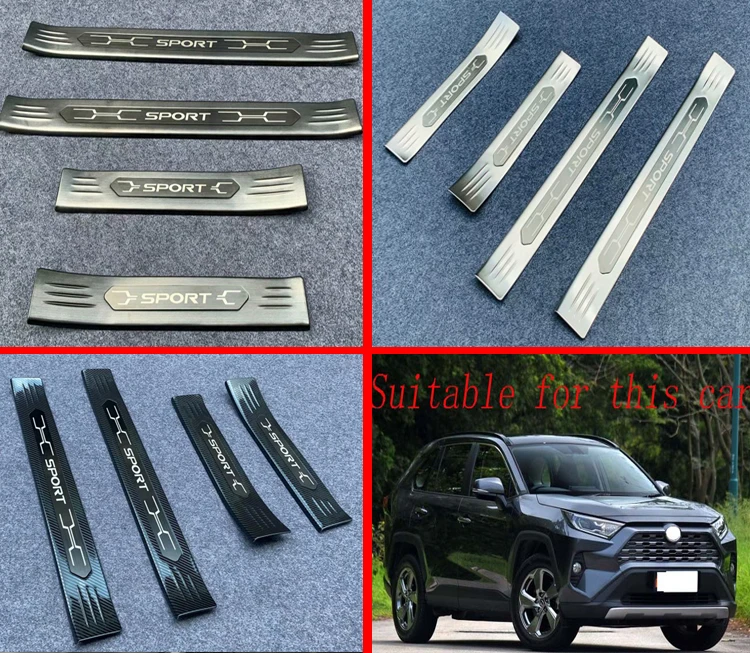 

For TOYOTA Rav4 XA50 2019 2020 Stainless Steel Inner Ouside Door Sill Panel Scuff Plate Kick Step Trim Cover Pro