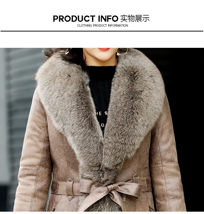 New Coming Extra Comfortable Fox Collar Rabbit Fur Leather Woman's Coat Loose Warm Casual Oversize Top Quality Women Winter Coat