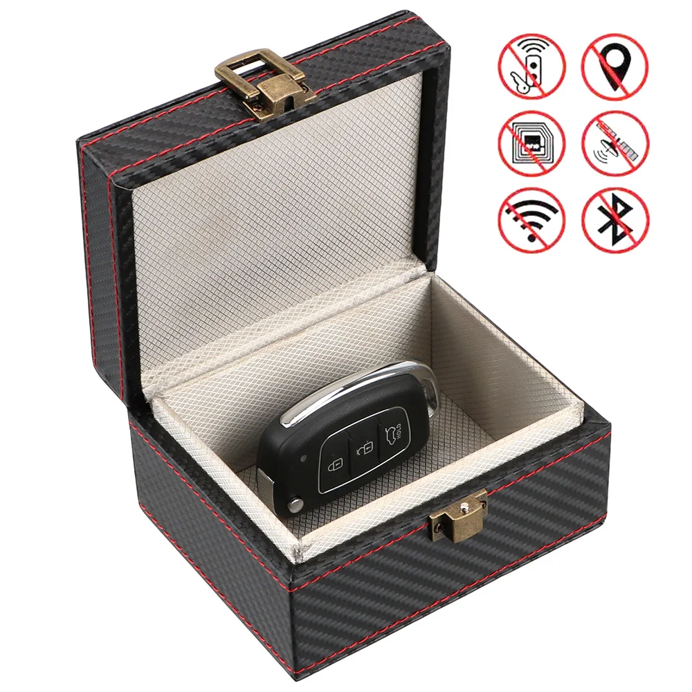 LEEPEE Carbon Fiber Car Key Box Storage Box Car Keyless Signal Blocker