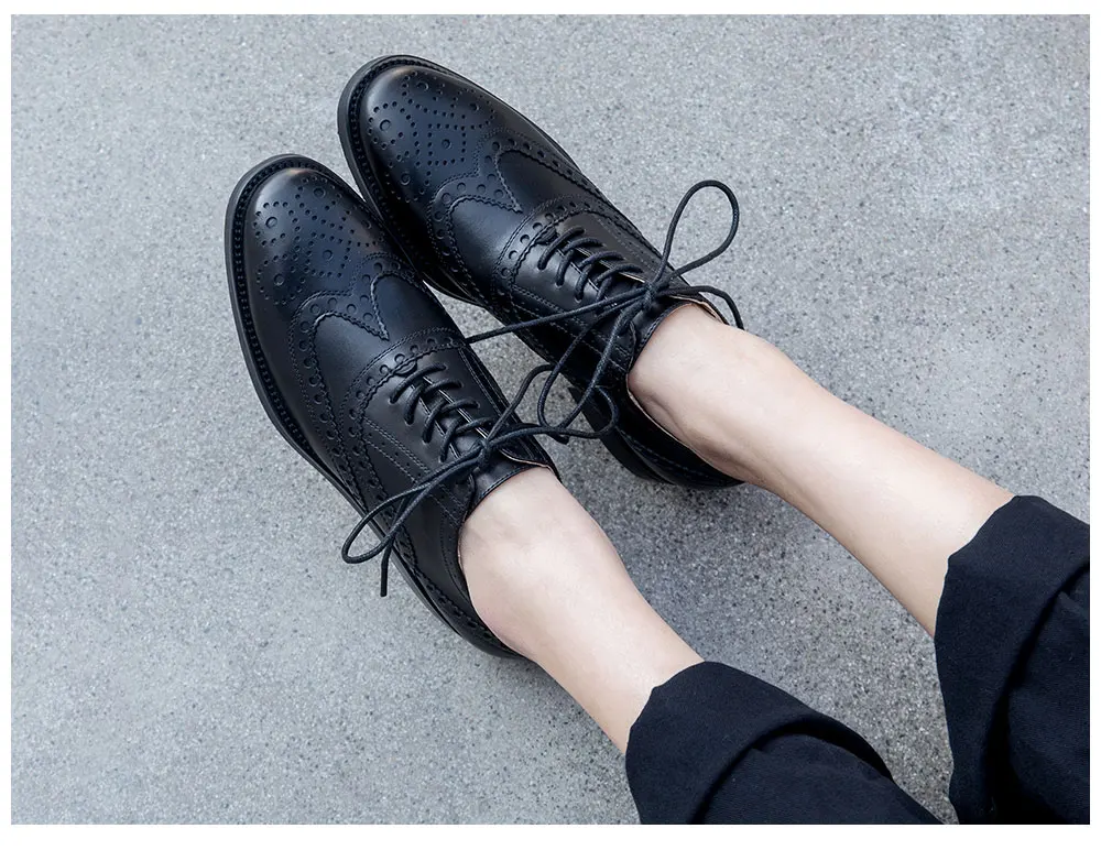 ROBESPIERE/Женская обувь на платформе; женские броги в стиле дерби; обувь из натуральной кожи на плоской подошве; обувь на шнуровке; Новинка года; женские оксфорды на плоской подошве; A129