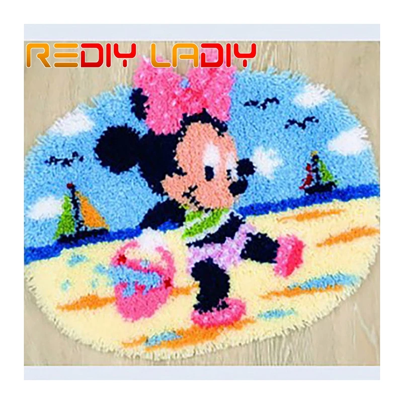 Latch Hook Kits Make Your Own Rug Bear& Tiger Crocheting Cushion Mat DIY Carpet Rug Acrylic Yarn Printed Canvas Hobby& Crafts - Цвет: ZD195