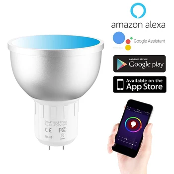 

6Pcs Wifi Smart Gu5.3 Bulb Warm White RGBCW Light Dimmable Spotlight Voice Control by Alexa Colorful Led Christmas Decorations