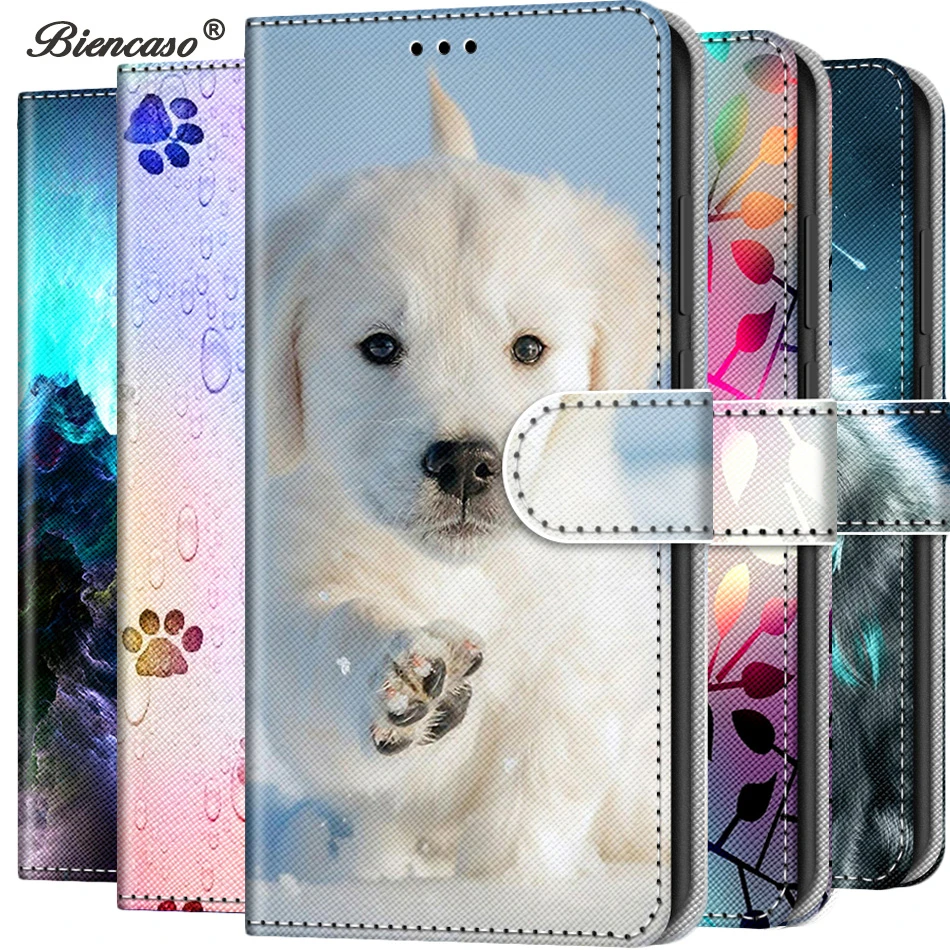 Cat Wolf Wallet Flip Leather Case For Xiaomi Mi 6X A2 Redmi 6 Pro 6 6A 7 7A Stand Coque Cover xiaomi leather case design