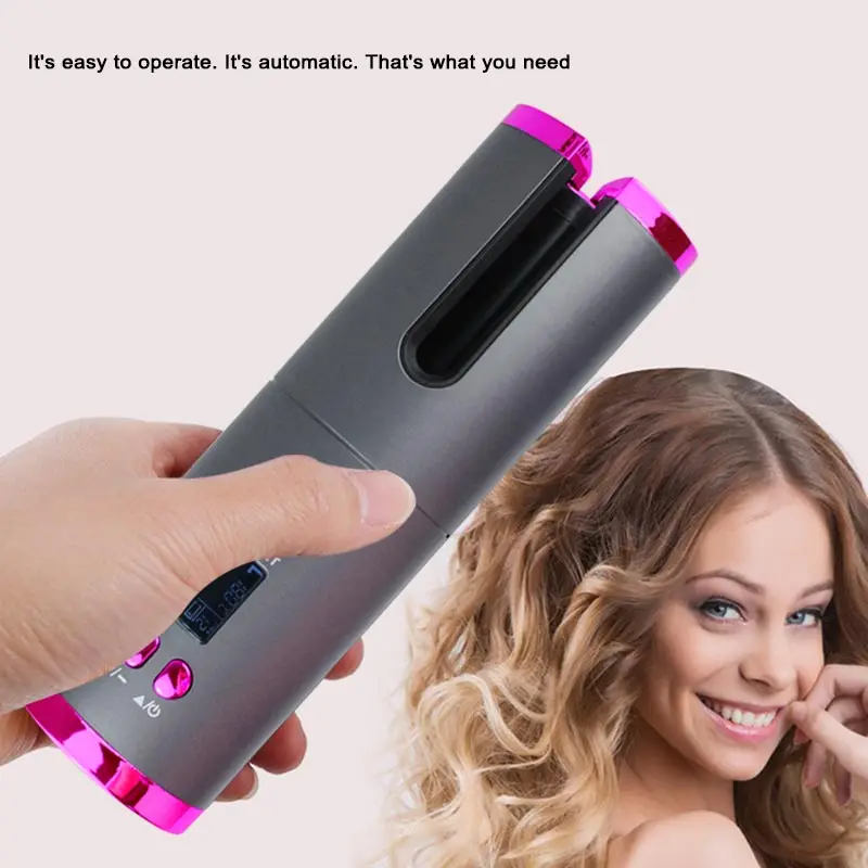 Hair curler USB charging cordless automatic rotating curling iron LED display temperature adjustable wave curling hair
