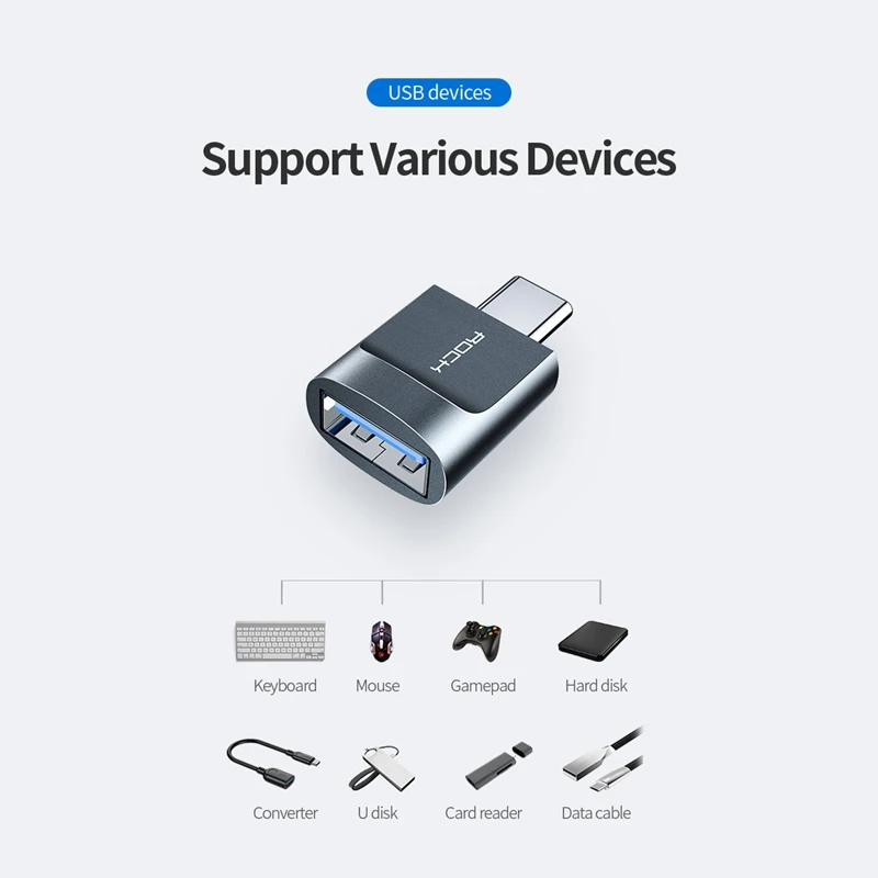 Адаптер ROCK OTG type-C USB OTG usb type C для Xiaomi huawei samsung S9 type c адаптер USB Tipo C type-c к USB 3,0 OTG адаптер