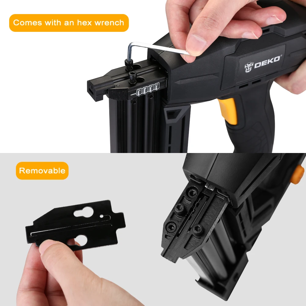 DEKO DKET02 Electric Tacker and Stapler Furniture Staple Gun for Frame with Staples & Woodworking Tool