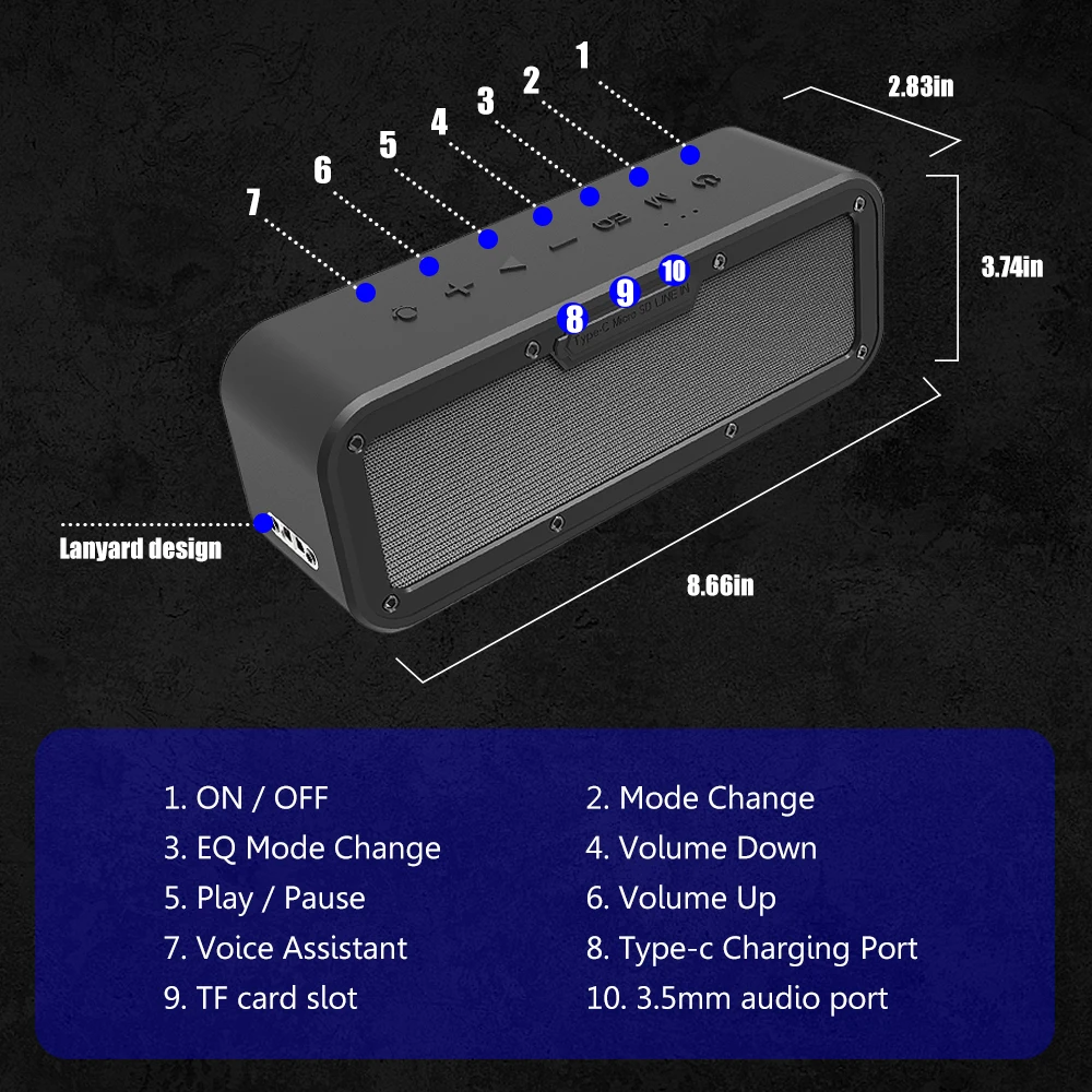 XDOBO Wake-1983  40W Bluetooth Speaker Subwoofer Super Bass IPX7 Waterproof BT5.0 Type-C Portable TWS Wireless Column Speaker shelf speakers