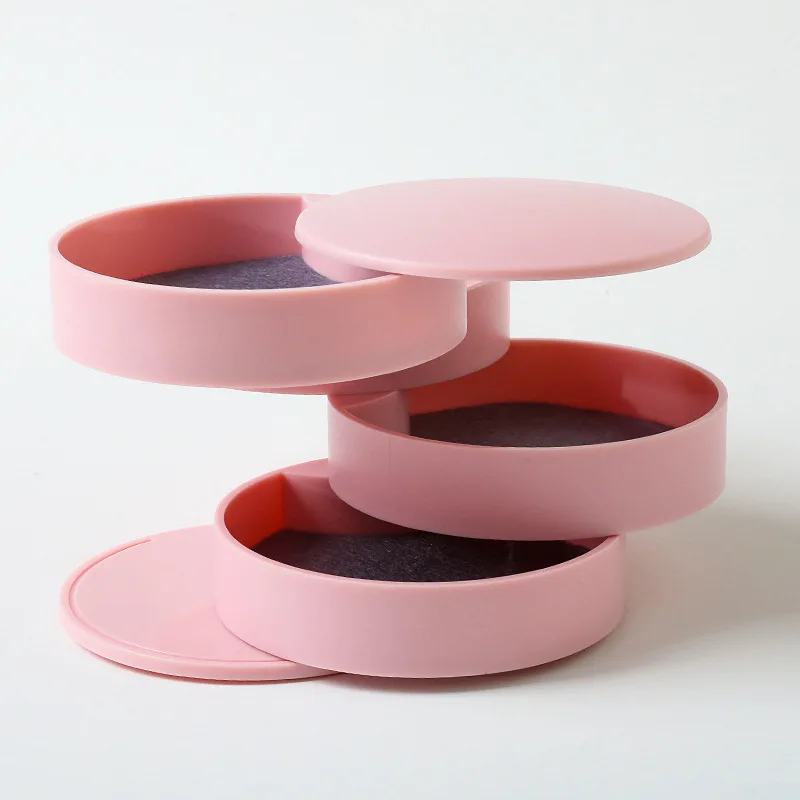 

4 Layers Jewelry Storage Box 360 Degrees Rotary Holder Jewelry Organizer for Earrings Rubber Band Bracelet Small Items Organizer