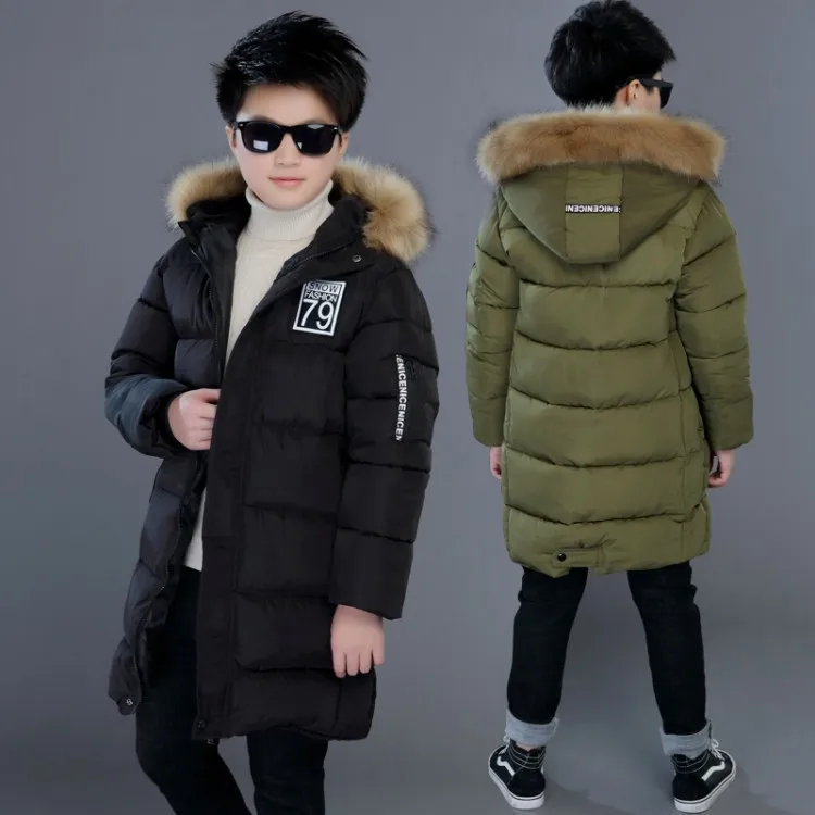 

Childrenswear BOY'S Quilted Cotton Coat 2019 New Style Mid-length Big Boy Winter Coat Thick Cotton-padded Jacket CHILDREN'S Cott