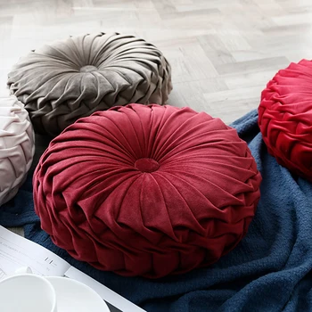 

Colorful European Style Round Seat Cushion Back Cushion Pleated Round Floor Pillow Pouf Soft Comfortable Home Sofa Decoration