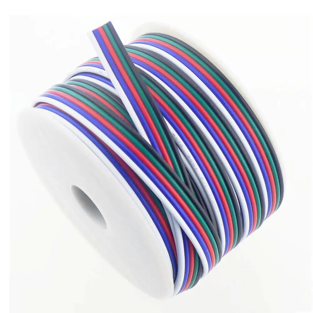 Новый 5-50 м 5PIN 22AWG Электрический провод Луженая Медь Сетевой удлинитель для подключения цветная светодиодная лампа полоса 3528 5050