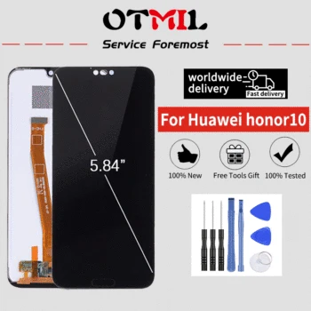 

OTMIL 100% New For HUAWEI Honor 10 LCD Display Touch Screen with Frame Digitizer For HUAWEI Honor 10 Display Honor10 Col-L29@