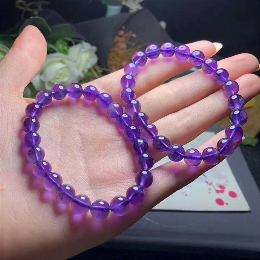

8mm Natural Purple Amethyst Quartz Bracelet For Women Men Love Gift Crystal Round Beads Reiki Gemstone Strands Jewelry AAAAA