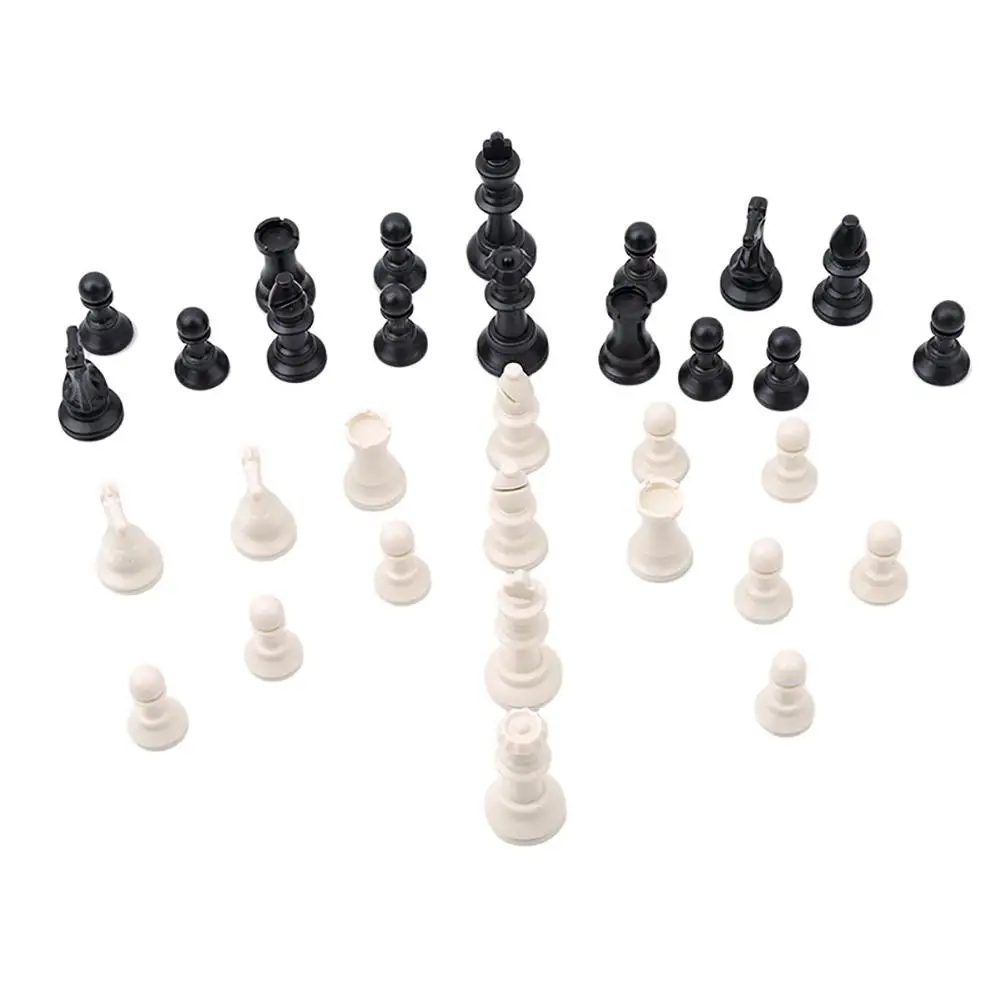 32Pcs/Set Black & White Plastic Medieval Chess Pieces Game Chessmen 65/75/95mm