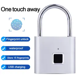 Fechadura da porta de segurança inteligente keyless usb à prova dwaterproof água recarregável impressão digital cadeado para locker esportes escola liga zinco metal bloqueio