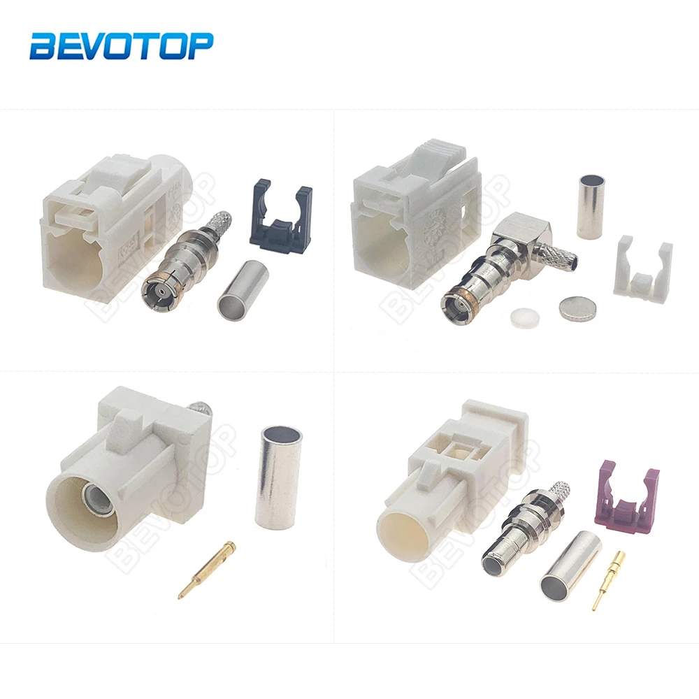 Connettore Fakra Bianco Fakra B Spina Maschio/Jack Femmina Ral 9001 Codice Rf Connettori Filo Coassiale Per Cavi A Spirale Rg316 / Rg174