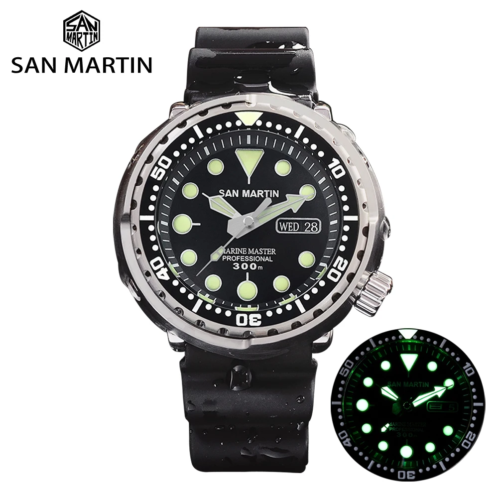 Автоматические Мужские часы San Martin Tuna SBBN015 для дайвера из нержавеющей стали