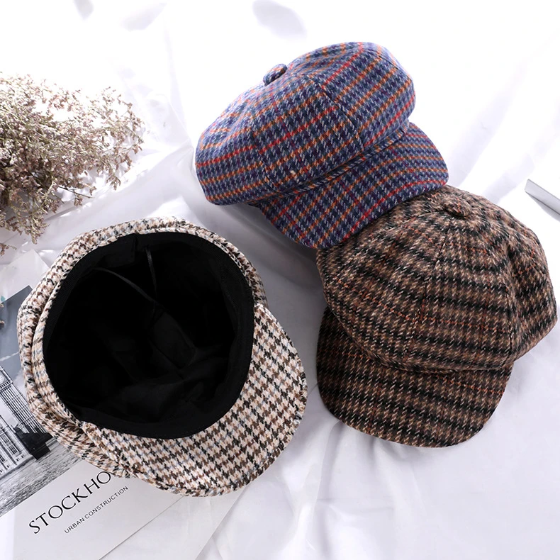 Plaid baker boy hat Clearance
