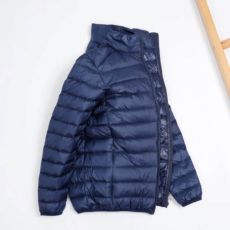 Осенне-зимняя легкая пуховая куртка Мужская модная короткая ультратонкая легкая Молодежная тонкая куртка ветрозащитная теплая парка - Color: dark blue