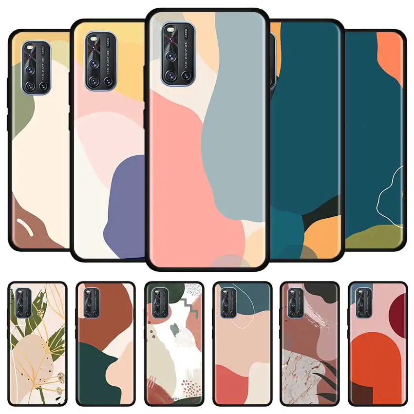 В стиле ретро Абстрактная Геометрия ЧЕХОЛ ДЛЯ Vivo S1 Y12 Y15 Y17 Y19 Z6 Y30 Y50 Y51s Y70s iQOO 3 Z1x X50 Pro