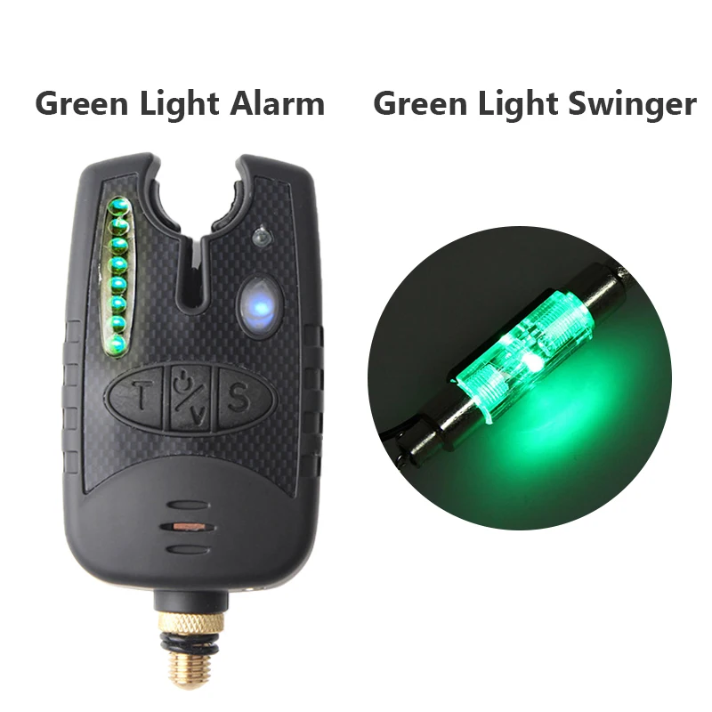 green alarm swinger Беспроводной сигнал для ловли карпа, сигнализатор укуса, 8 Светодиодный индикатор для рыбалки, Свингеров, Регулируемый тон громкости, чувствительность звука - Цвет: green alarm swinger