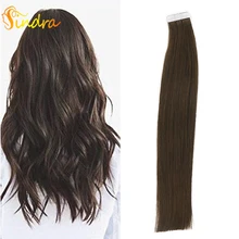 Sindra#2 Skin Weft Human Hair Straight 40pcs 20pcs Tape In Extension Remy Hair Double Sided Tape Hair 16" 18" 20" 22" 24"