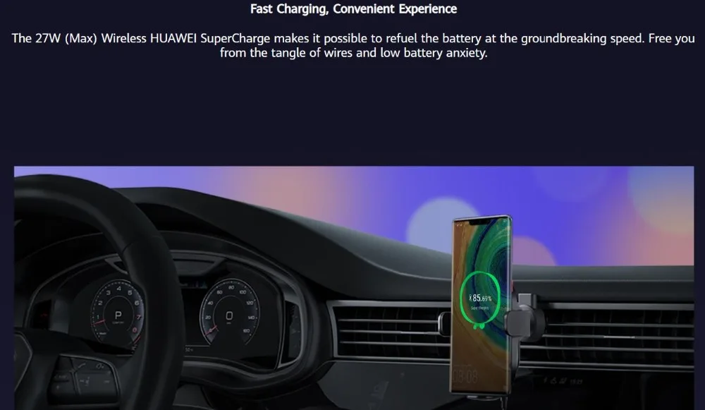 Беспроводное Автомобильное зарядное устройство HUAWEI SuperCharge 27 Вт CP39S стандарт Qi Сертифицированный mate 30 Pro mate 20 Pro RS для iPhone samsung Xiaomi