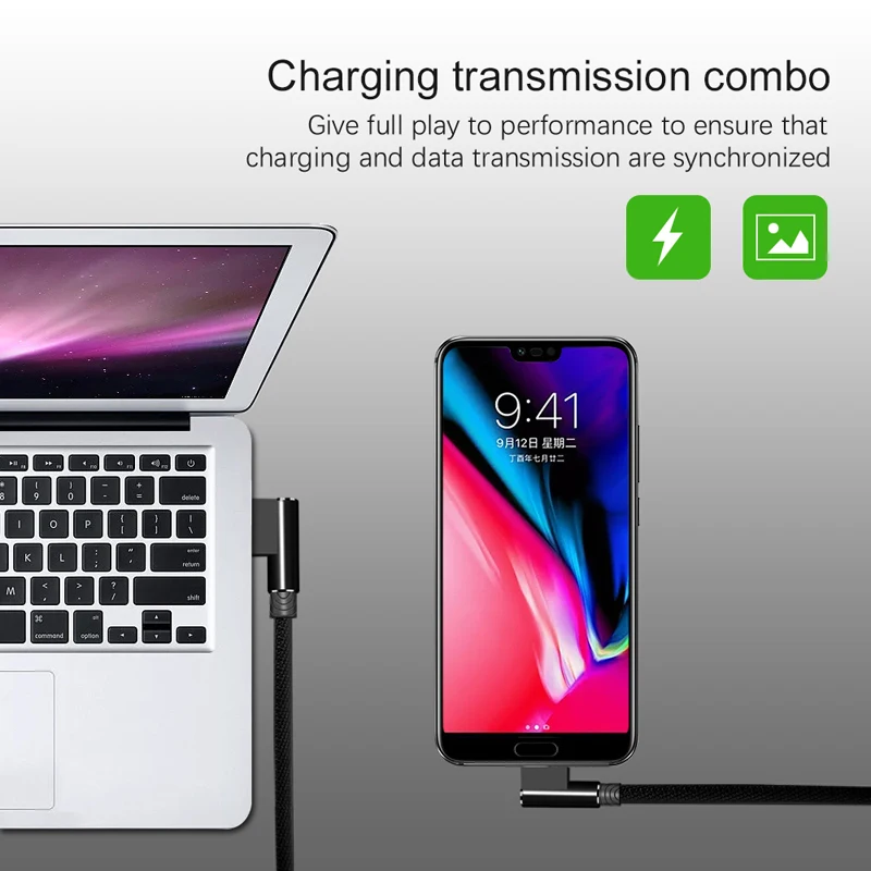 Oppselve 1 м 2 м usb type C Быстрая зарядка l-образный кабель для Sumsang Galaxy S10 9 huawei type-c l-образный локоть Android провод для мобильного телефона