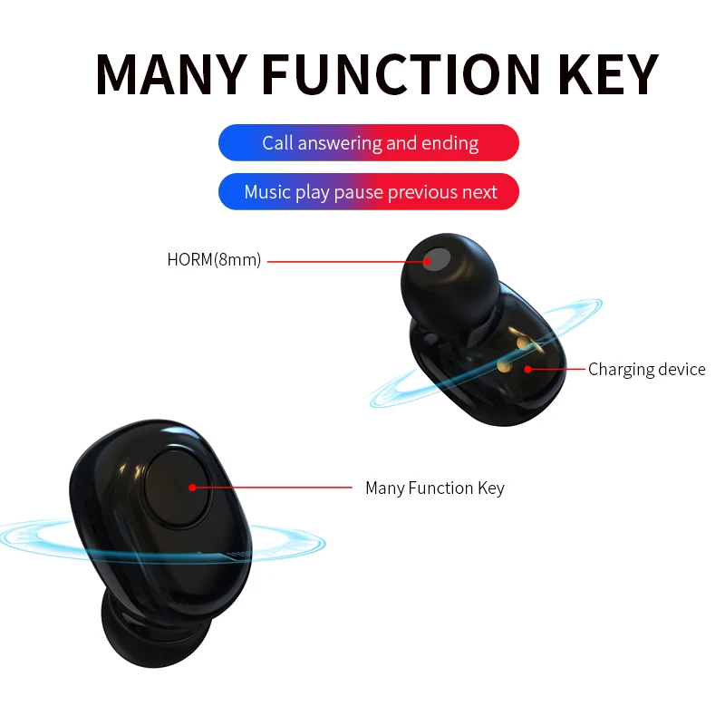 A18 Bluetooth Headset TWS Bluetooth 5 0 Subwoofer Wireless Earphone Charging LED Lighting Charging Warehouse Headset