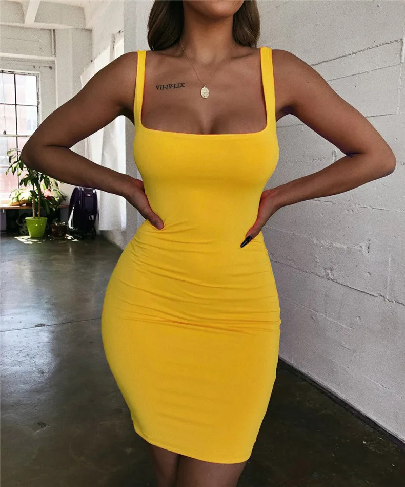 yellow short sundress
