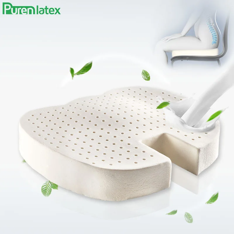 Purenlatex Latex Seat Cushion Orthopedic Coccyx Pad for Travel