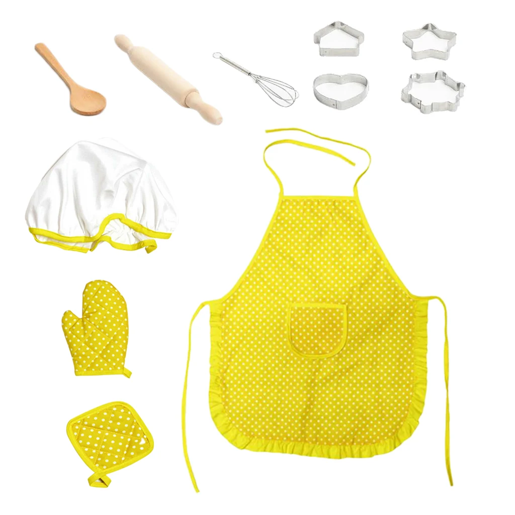Yellow 11PCS Набор фартуков для печенья и шеф-повара, аксессуары для выпечки, кухонные принадлежности - Цвет: Yellow 11PCS