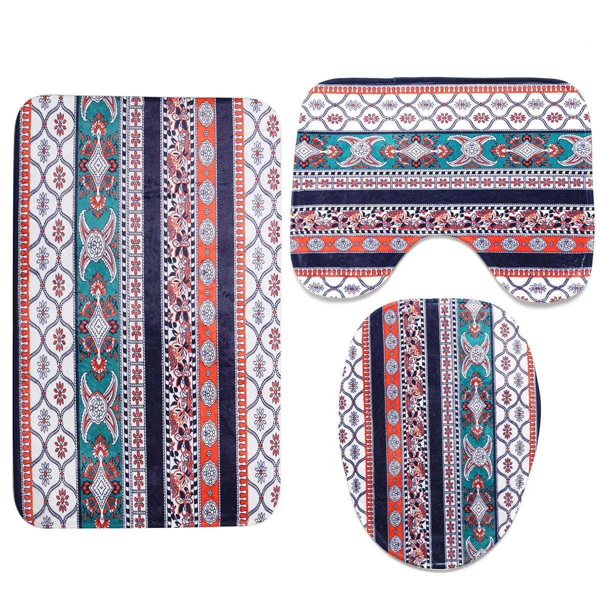 Pattern 2 1/3/4 шт./компл. в богемном стиле Стиль набивным рисунком душ Шторы ковер крышка Крышка для унитаза, коврик для ванной, набор Ванная комната Шторы s с - Цвет: Pattern 2