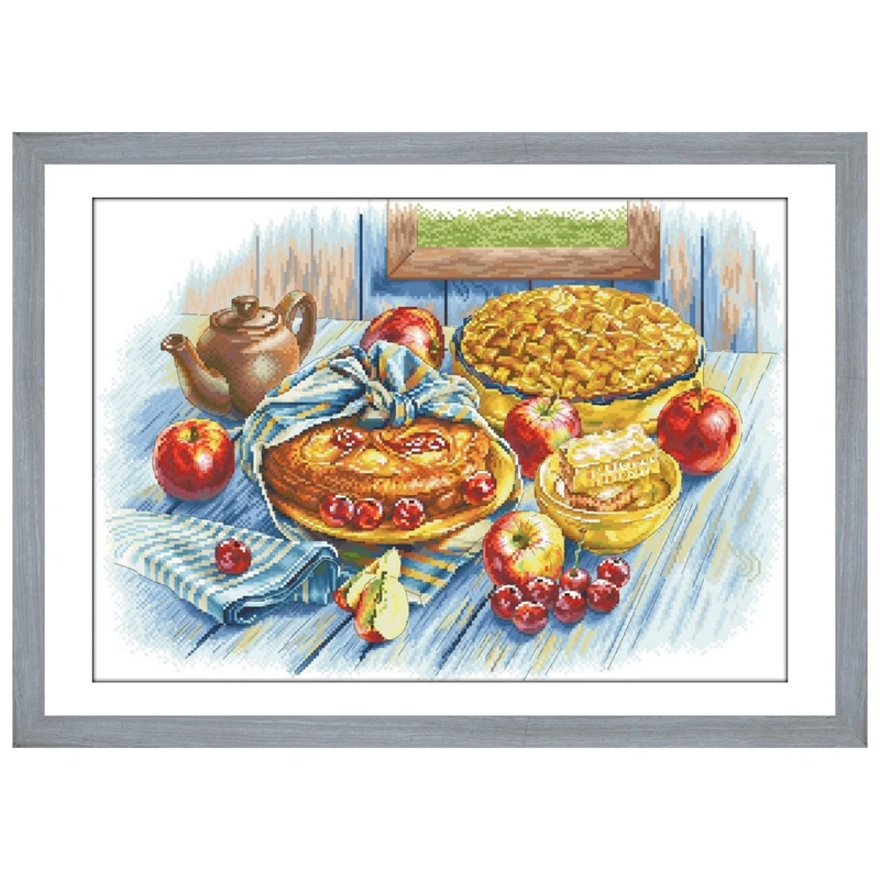 Набор для вышивки крестиком из яблока и вишневого пирога пищевая ткань aida 18ct 14ct