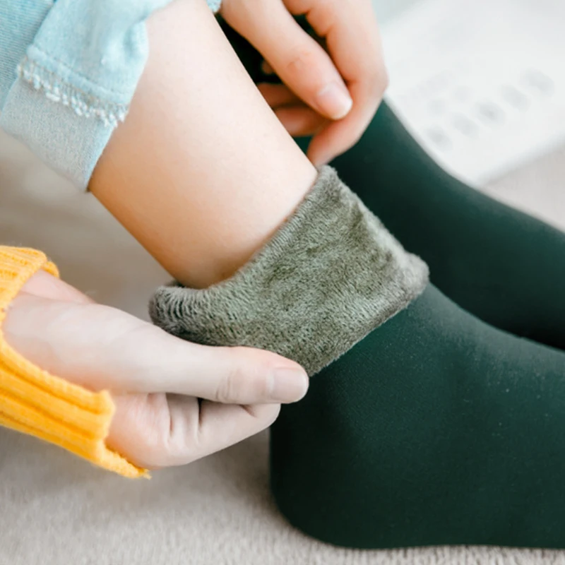 Теплые женские носки, плотные теплые шерстяные кашемировые зимние носки унисекс, бесшовное бархатное женское сапоги, носки для сна