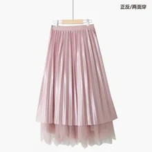 Saia doce verão nova cor pura japonesa restaurar antigas maneiras reversível branco gaze irregular plissado fadas saias longas