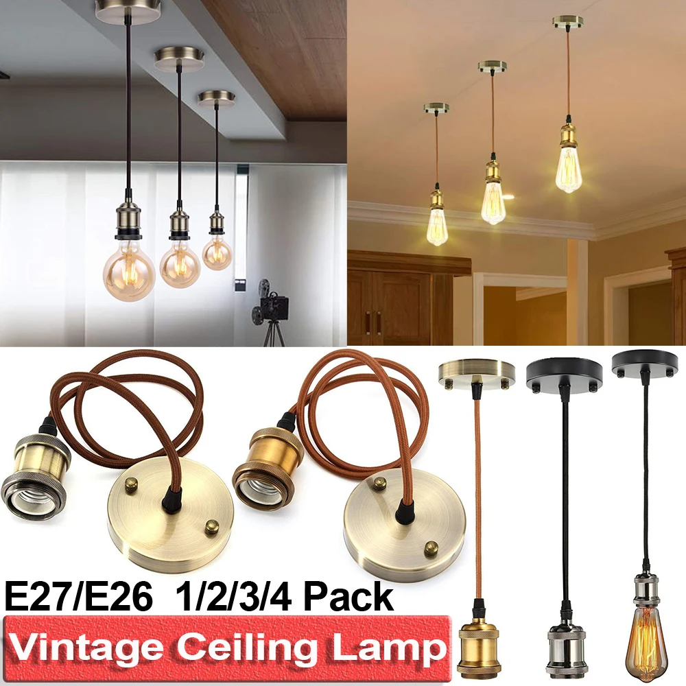 Vintage Pendant Light Socket Hanging Ceiling Lamp Holder Base Edison Bulb E26 US 