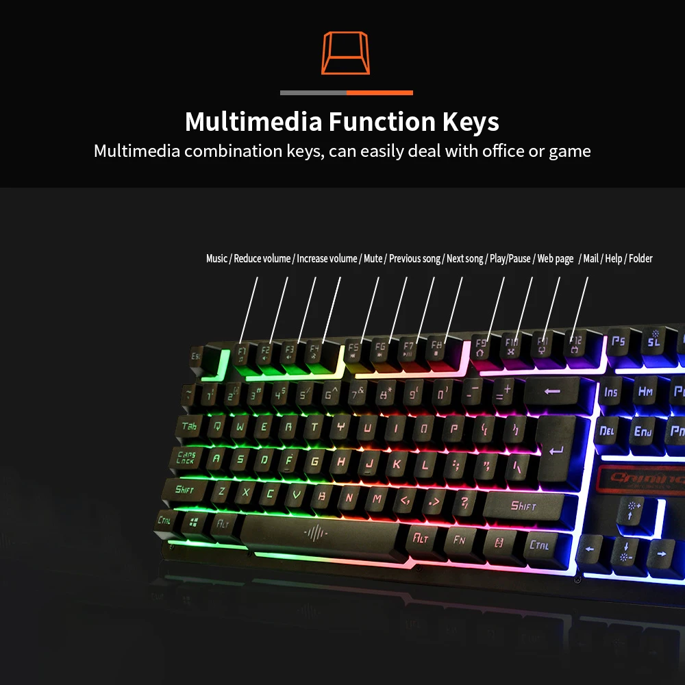 Клавиатура и мышь Combo N-Key rolover Проводная игровая мышь Бесшумная клавиатура RGB мышь 104 клавиш водонепроницаемый дизайн дыхательные огни