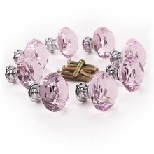 Промо-акция! 8 x розовый бриллиант блестящие украшения Дверь для мебели ручка для ящика Ручка 30x27 мм