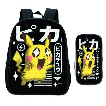 

Pokemon Pikachu Backpack Children School Bags Boys and Girls Charmander Squirtle Schoolbag Baby Kids Bag with Pencil Case