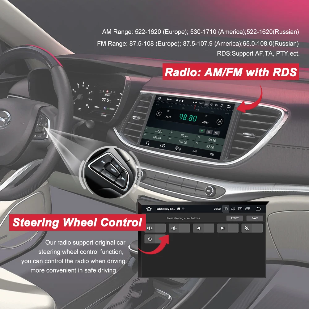 Best Bonroad 7" 2DIN Android 9.0 Car Video Player GPS Navigation for Focus Galaxy S-Max Fusion Fiesta Car Multimedia Player RAM4G 2