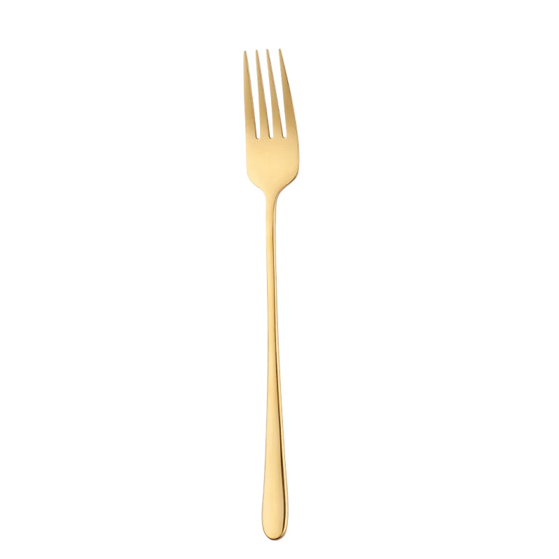 6pcs Gold Набор обеденных вилок из нержавеющей стали, 8 цветов, корейский Набор цветных десертных вилок с длинной ручкой, золотой и синий цвет, вечерние вилки для отеля - Цвет: 6pcs Gold