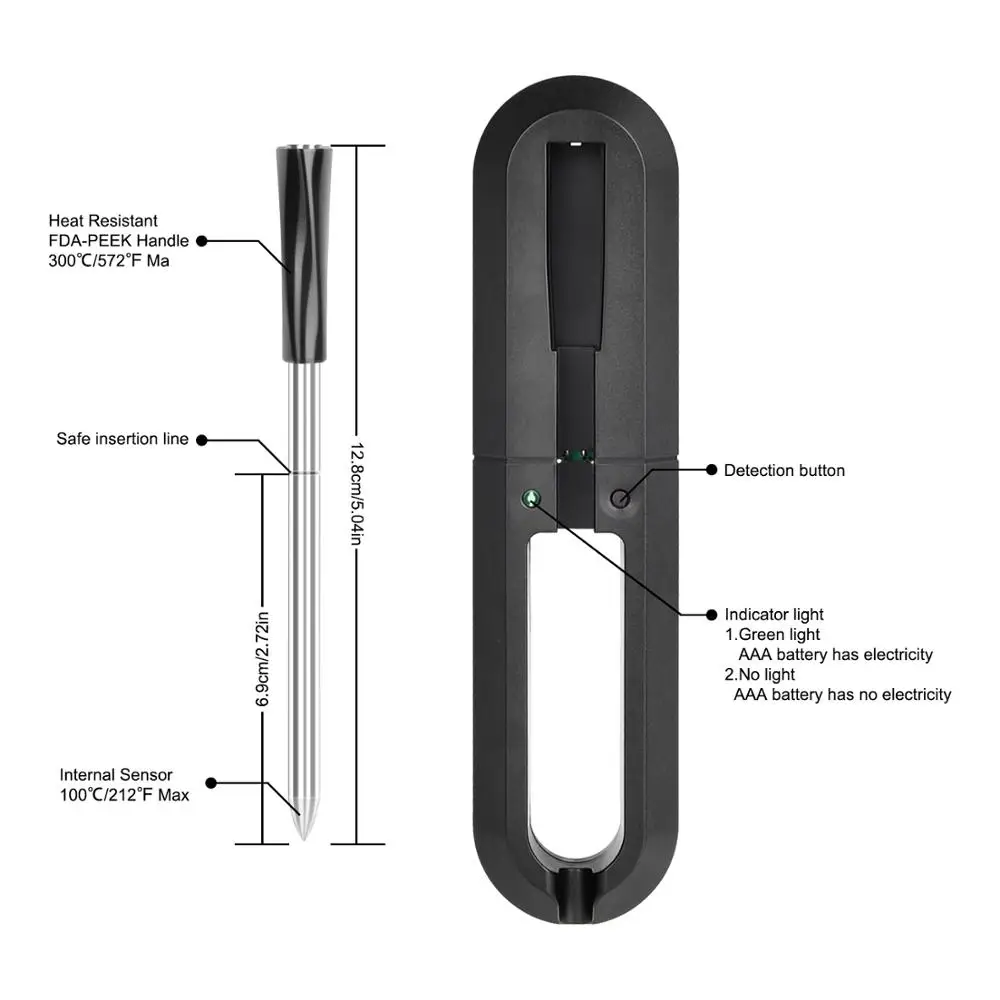 Günstig WiHoo Smart Home Digitale BBQ Thermometer Wireless Kochen Thermometer Bluetooth Fleisch Lebensmittel Backofen Grill Thermometer Sonde