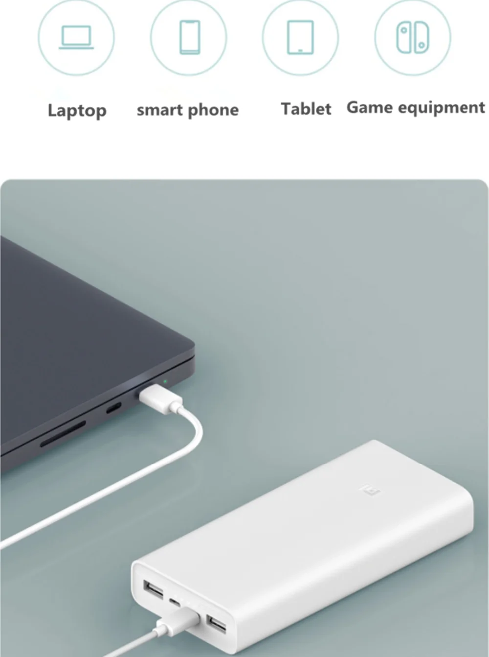 Мобильный источник питания Xiaomi 3 USB-C18W Двусторонняя Быстрая зарядка 20000 мАч может быть на воздушном судне Двусторонняя Быстрая зарядка