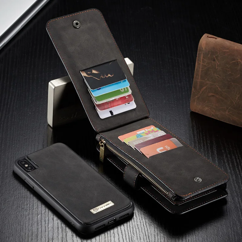 

For IPhone 11 Pro 11Pro Max 6S 7 8 Plus Multifunction Leather Zipper Wallet Detachable 2 In 1 Case Cover for IPhone X XS Max XR