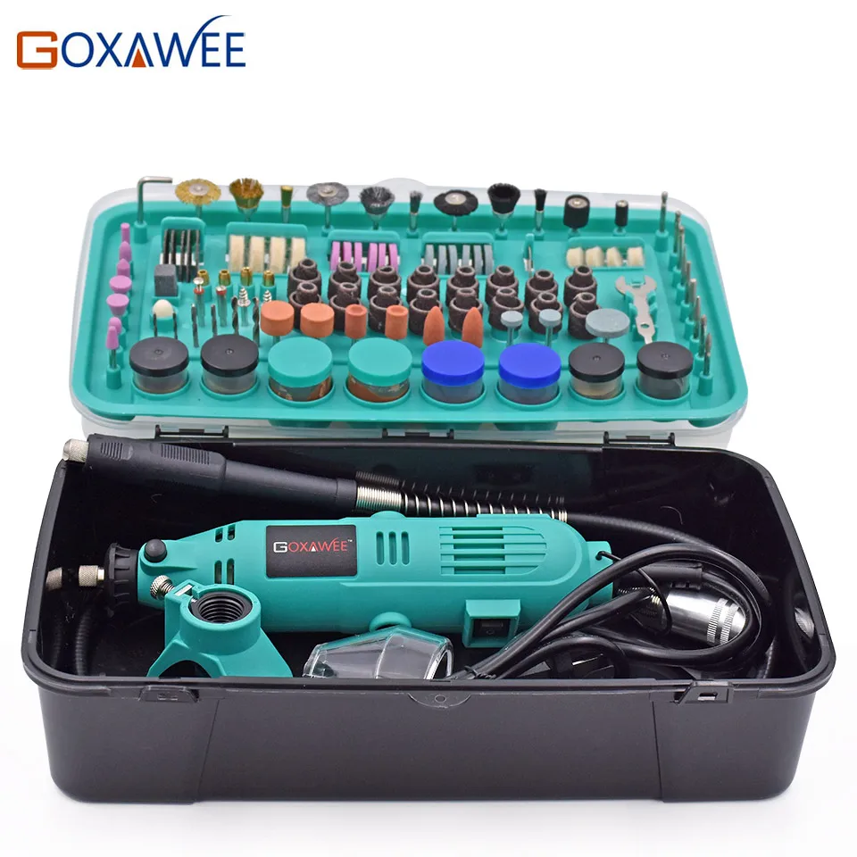 GOXAWEE Power Rotary Tool Kit, Goxawee Mini Power Tools Electric Mini Drill  Rotary Grinder Diy Drill Polishing Machine with 118 Pcs Rotary Tools