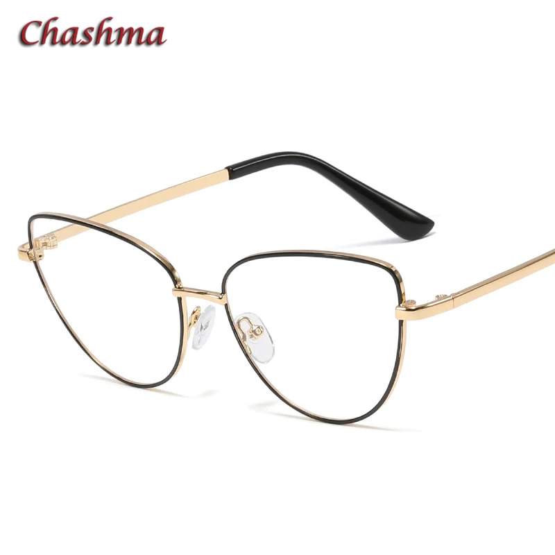 Chashma Fashion Optical Eyeglasses Pink Eyewear Women progressive prescription glasses lentes graduados - Цвет оправы: Black with Gold