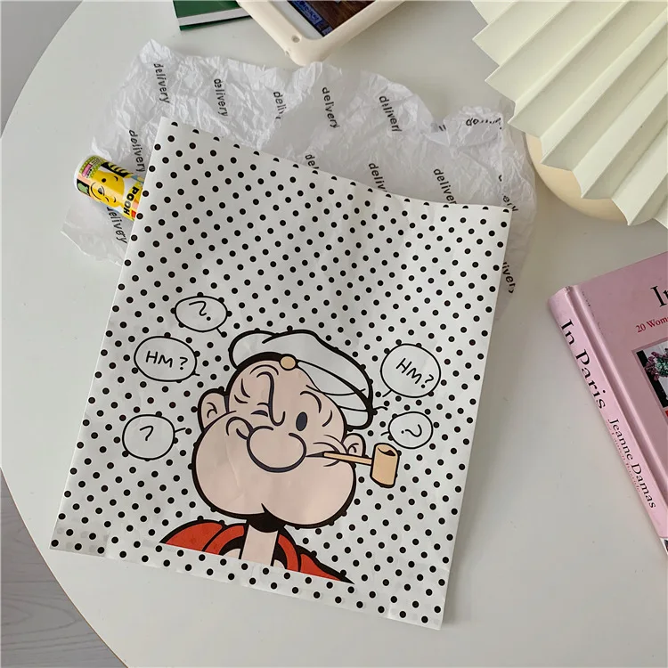 3 шт. упаковочный пакет Popeye мультяшный волнистый точечный белый из крафт-бумаги